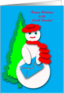 Custom Personalized Christmas Snowwoman w/Card Cut Paper Collage Look card