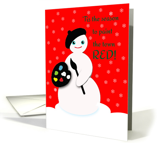 Christmas Artist Snowperson with Beret and Paint card (992549)