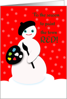 Christmas Artist Snowperson with Beret and Paint card