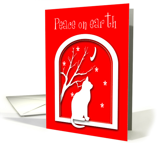 Remembrance Christmas Cat on Window Silhouette card (992995)