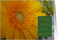 Thank You--Caregiver, Dementia, Yellow Flower card
