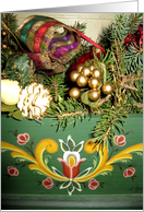 Merry Christmas, Swedish, Rosemaling card