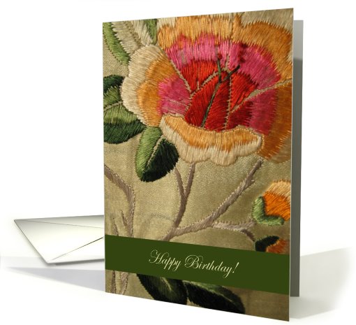 Happy Birthday, Friend, Embroidered Chinese Flower card (718322)