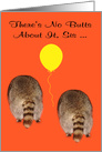Birthday to Sister with Two Raccoon Butts on Orange and a Balloon card