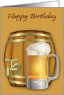 Birthday Adult Humor A Foamy Mug of Beer in Front of a Mini Keg card