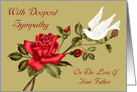 Sympathy For Loss Of Father with a White Dove Pecking at a Red Rose card