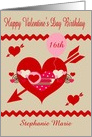 Birthday On Valentine’s Day Custom Name and Age Specific with Hearts card