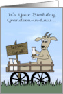 Birthday to Grandson in Law with a Goat in a Cart Selling Goat’s Milk card