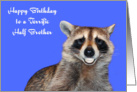 Birthday To Half Brother, Raccoon smiling with pearly white dentures card
