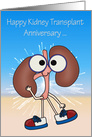 Anniversary of Kidney Transplant Card with Kidneys Wearing Glasses card