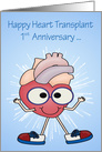 1st Anniversary of Heart Transplant Happy Heart wearing Glasses card