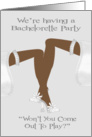 Invitations, Lesbian Bachelorette Party, dark-skinned legs, garters card