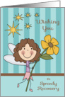 Get Well from the hospital fairy, fairy with a big sunflower, stars card