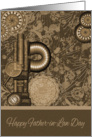 Father-in-Law Day, general, old vintage steampunk gears on brown, tan card