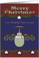 Christmas to Aunt-in-Law in the Air Force, Santa Claus flying a plane card