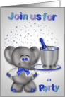 Invitations, Party, any occasion, elephant with champagne, stars card
