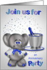 Invitations, Anniversary Party, elephant with champagne and stars card