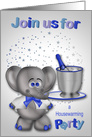 Invitations to Housewarming Party, general, elephant with champagne card
