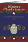 Christmas to Goddaughter in the Air Force, Santa Claus flying a plane card