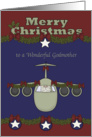Christmas to Godmother in the Air Force, Santa Claus flying a plane card