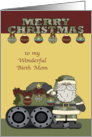 Christmas to Birth Mom in the Army, Santa Claus with a tank, ornaments card