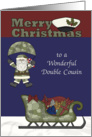 Christmas to Double Cousin, Marines, Santa Claus parachuting, sleigh card