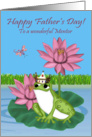 Father’s Day To Mentor, Frog wearing a crown sitting on a lily pad card