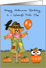 Birthday On Halloween to Foster Mom, Owl in a pumpkin patch card