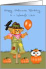 Birthday On Halloween to Uncle with an Owl in a Pumpkin Patch card