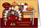 Birthday On Thanksgiving to Aunt, Cute turkey with table setting, pies card