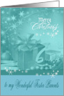 Christmas to Foster Parents, Presents, Bows, Ornaments, snowflakes card