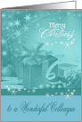 Christmas to Colleague, Presents, Bows, Ornaments with snowflakes card