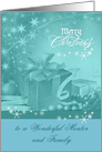 Christmas to Mentor and Family, Presents, Bows, Ornaments, snowflakes card