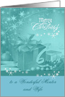 Christmas to Mentor and Wife, Presents, Bows, Ornaments, snowflakes card