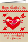 Valentine’s Day To Ex Fiance, red, white and pink hearts with arrows card