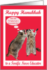 Happy Hanukkah to nurse educator, general, raccoon with nurse hat card