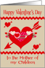 Valentine’s Day to Mother of Children, red, white and pink hearts card
