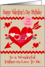 Birthday on Valentine’s Day to Father-in-Law To Be, red, white hearts card