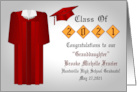 Congratulations on 2021 High School Graduation with a Female Red Gown card