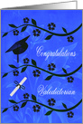 Congratulations Class Valedictorian Card with a Graduation Cap on Blue card