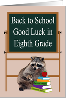 Back to School in Eighth Grade with a Studious Raccoon Sitting card