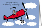 Congratulations On Becoming A Pilot with a Raccoon In An Airplane card