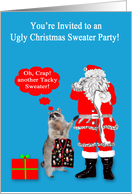 Invitations, Ugly Christmas Sweater Party, general, raccoons, tacky card