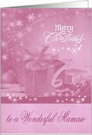 Christmas to Mamaw, presents,snowflakes on pale pink background card