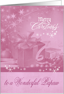 Christmas to Papaw, bows, presents and snowflakes on pale pink card