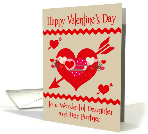 Valentine's Day to Daughter and Her Partner with Colorful Hearts card