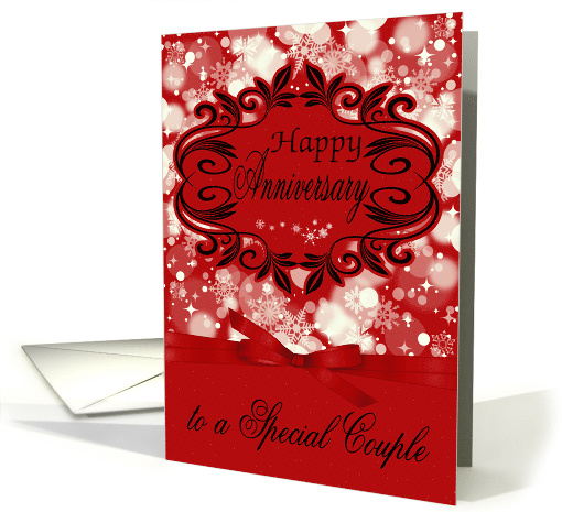 Anniversary to Couple In the Spirit of Winter and Christmastime card