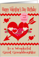 Birthday on Valentine’s Day to Great Grandaughter with Colorful Hearts card