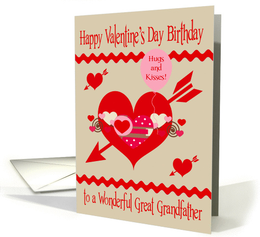 Birthday on Valentine's Day to Great Grandfather, red,... (1019961)