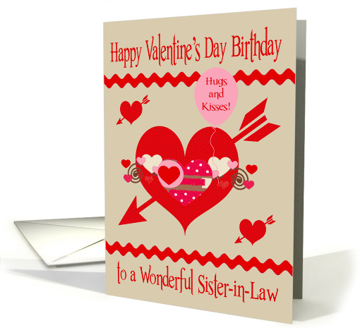 Birthday on Valentine's Day to Sister in Law with Colorful Hearts card